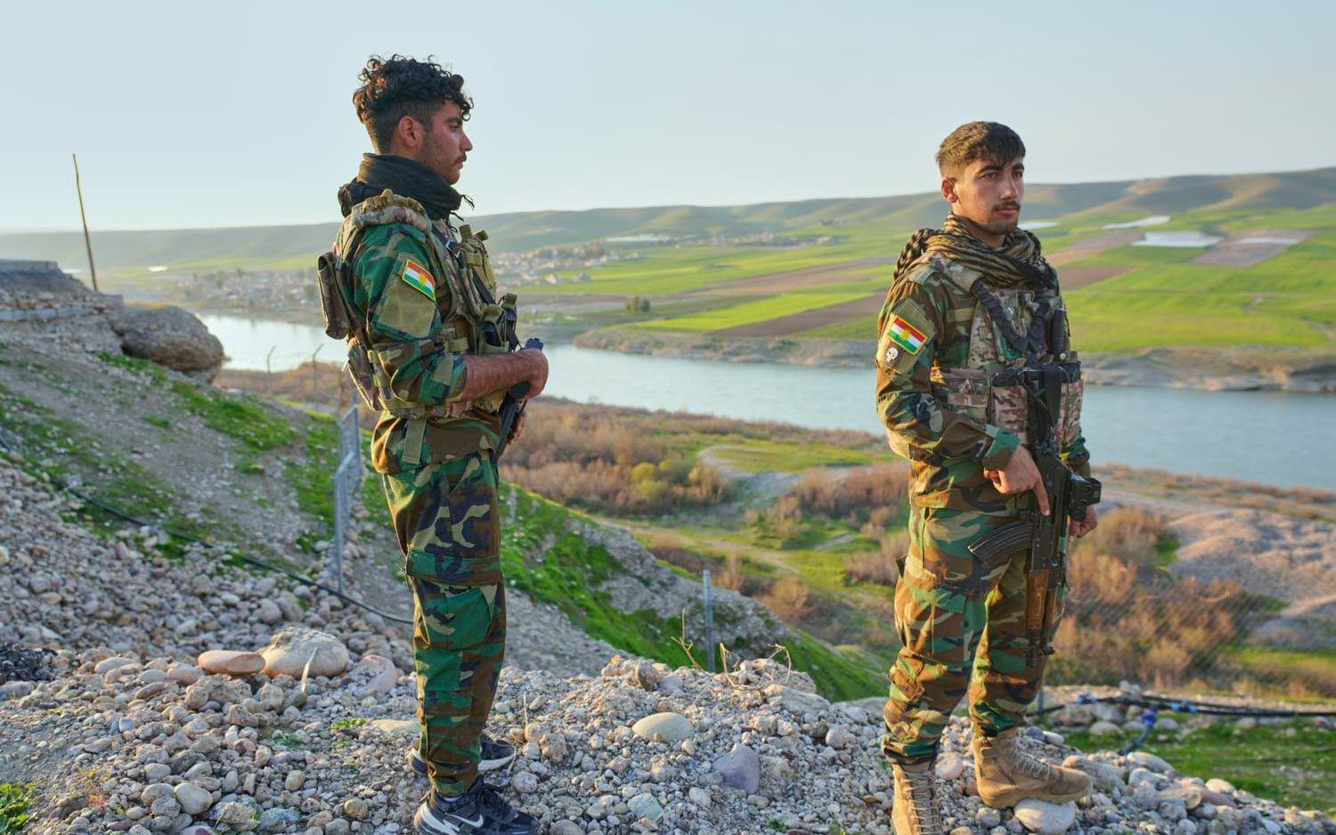 Kurdiska soldater i Arbil i Irak som drabbats av kriget.