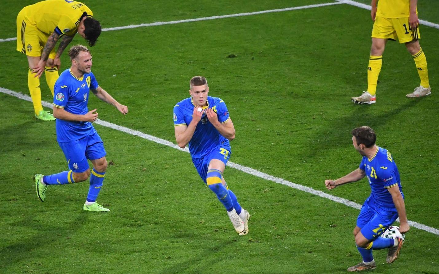 Artem Dovbyks mål sänkte Sverige i EM 2021. Då var han lite av en doldis – nu är han skyttekung i La Liga. Arkivbild.