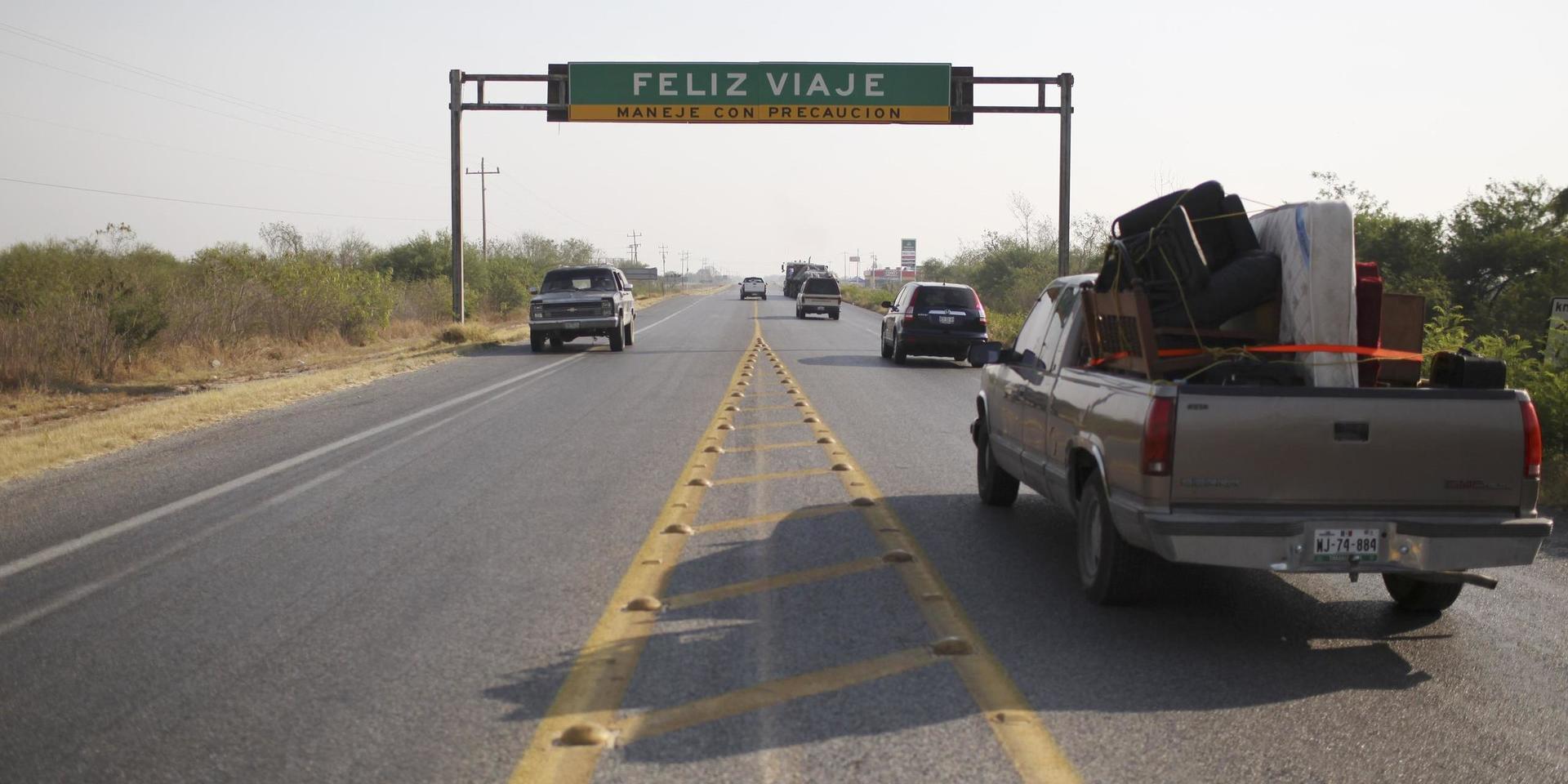 En vägskylt i mexikanska Tamaulipas, som drabbats hårt av kartellvåld, önskar trevlig resa. Arkivbild.