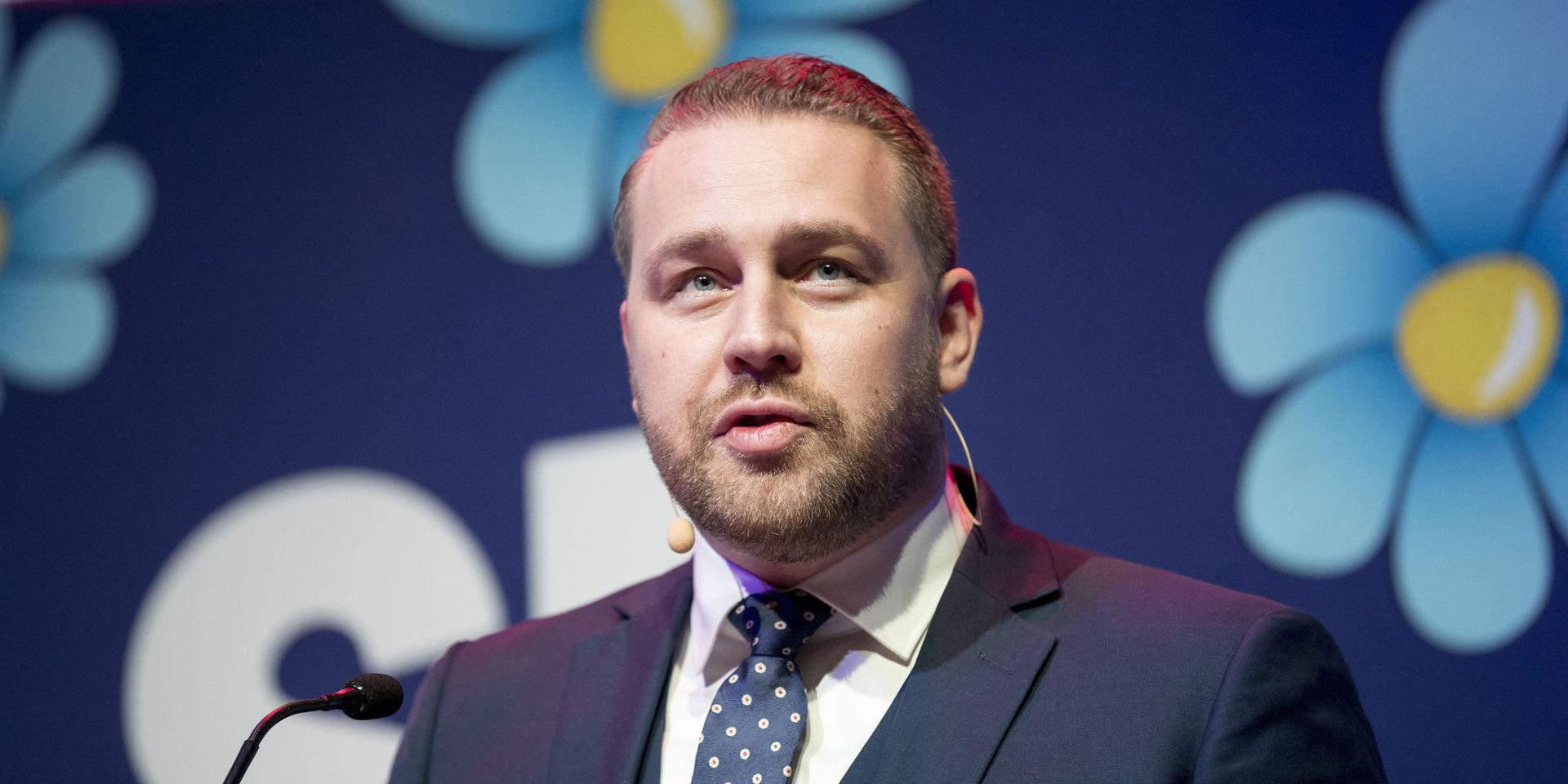 Riksdagsledamoten Mattias Karlsson (SD) som avgick som gruppledare under landsdagarna. 