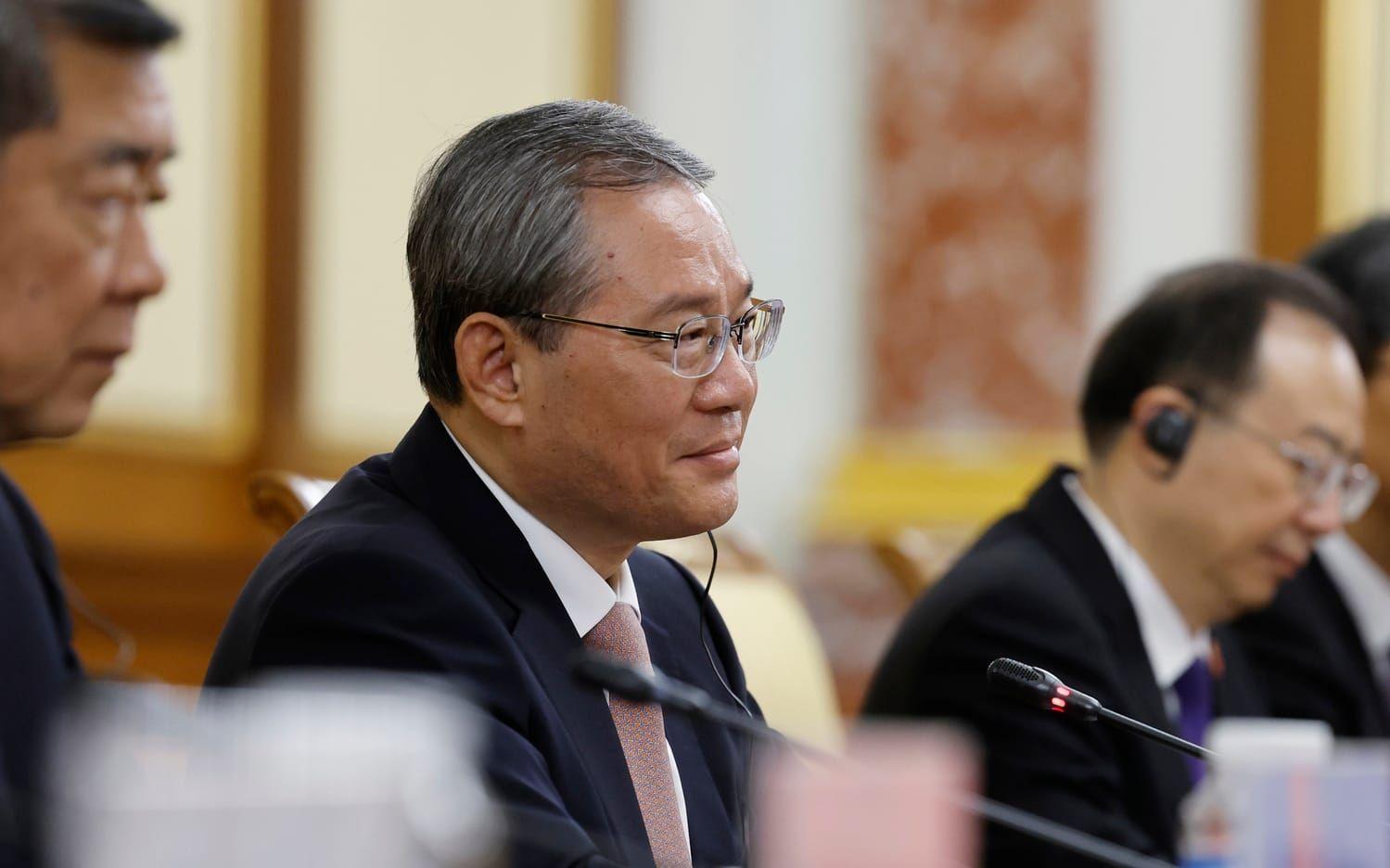 Kinas premiärminister Li Qiang, här vid ett möte i Moskva i onsdags.