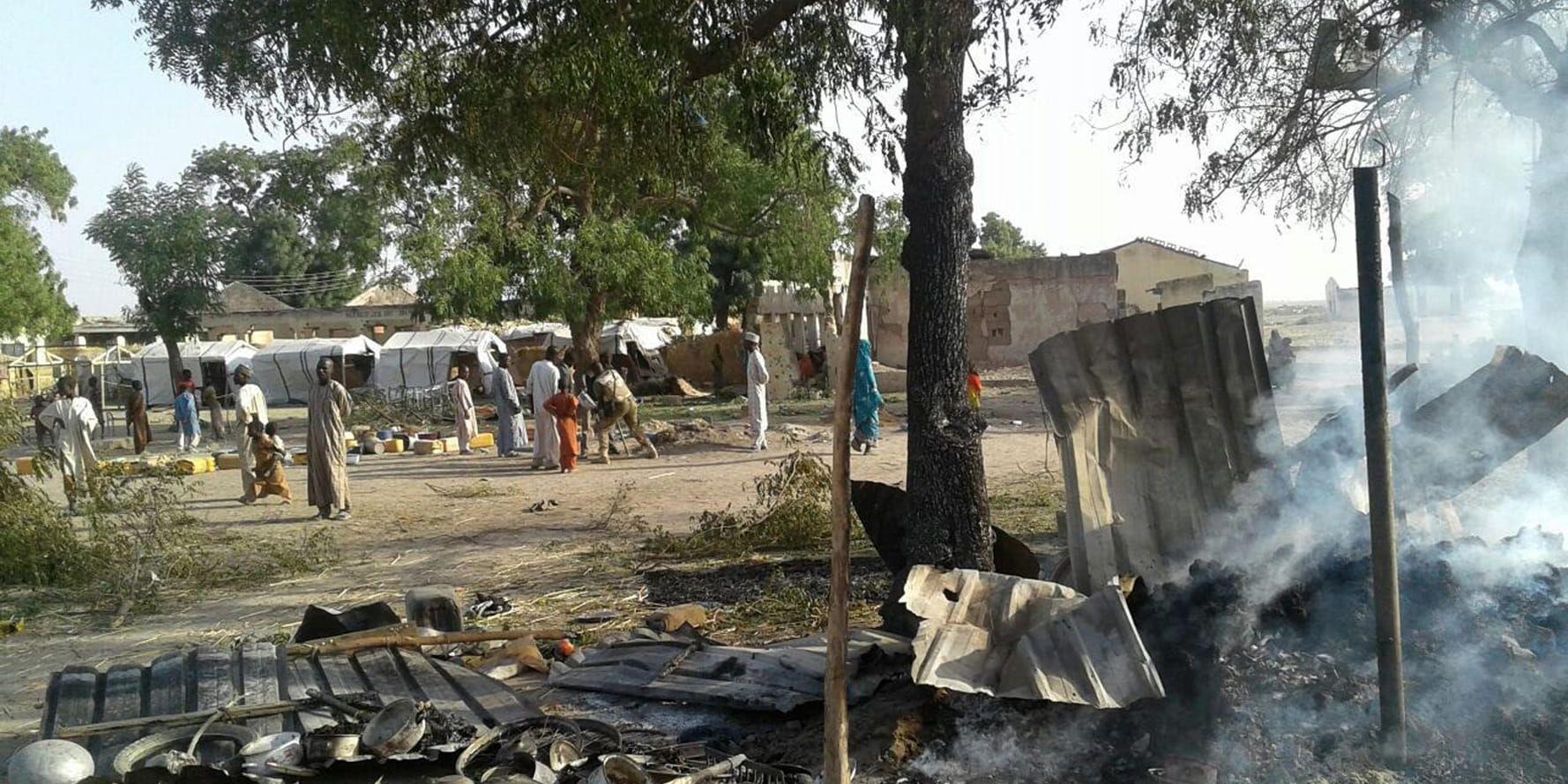Ett center för flyktingar i Rann har träffats av en bomb under sammandrabbningar mellan Nigerias armé och terrorister ur Boko Haram. Arkivbild.