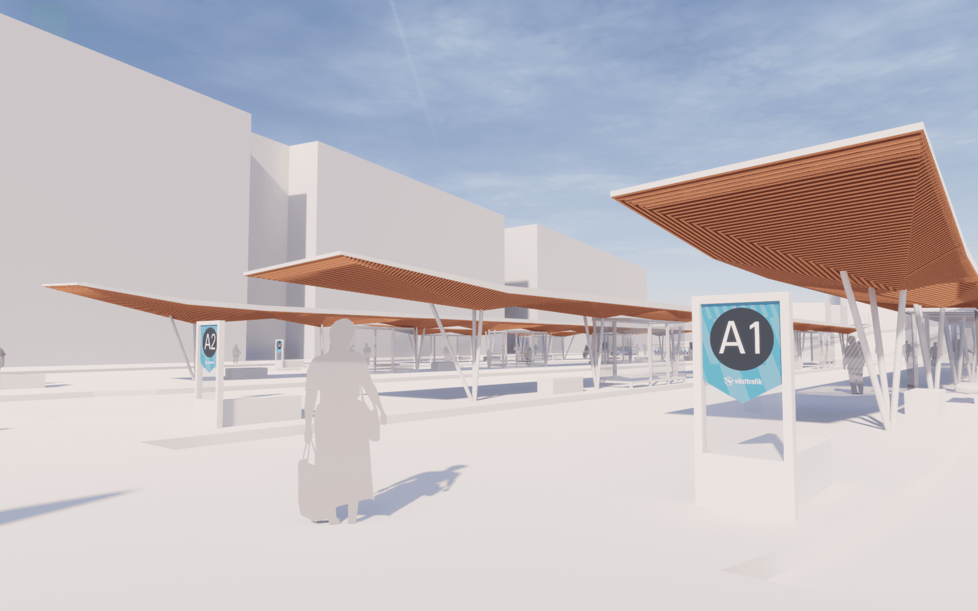 Så här ska hållplats Nordstan se ut efter 2021. En liknande hållplats ska byggas vid Kanaltorget. 