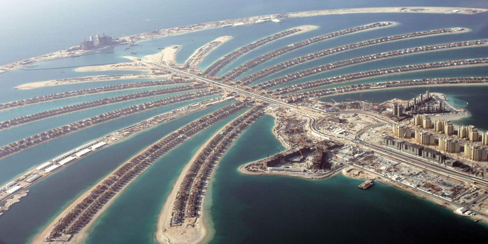 Pengar svindlade från Danmark tros ha hamnat här, på en konstgjord ö i Dubai, där den aktiemäklare bor som pekas ut som huvudman i svindeln mot landet. Arkivbild.