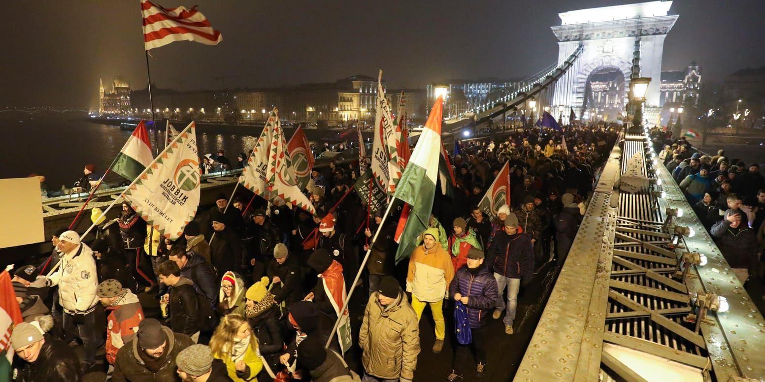 Protestmarch i Budapest den 21 december. 