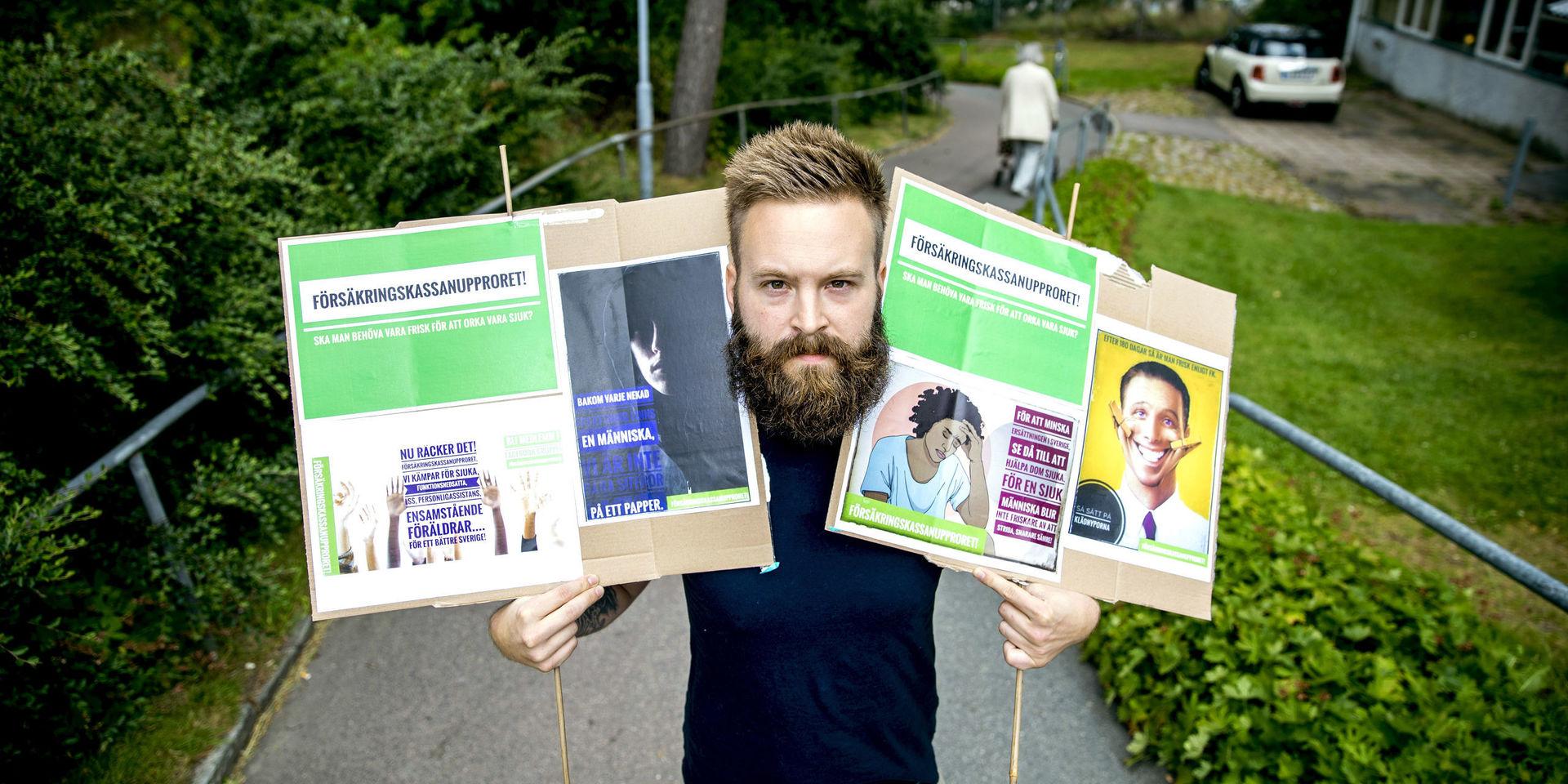 Marcus Karlsson är initiativtagare till eftermiddagens manifestation utanför Försäkringskassan i centrala Göteborg på måndagseftermiddagen.